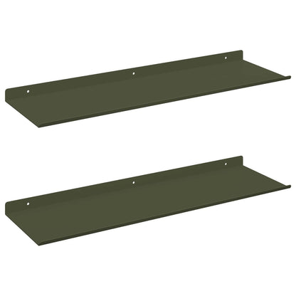 Schwebendes Regal 2 pcs Olive Grün 60 x 18 x 2,5 cm Stahl