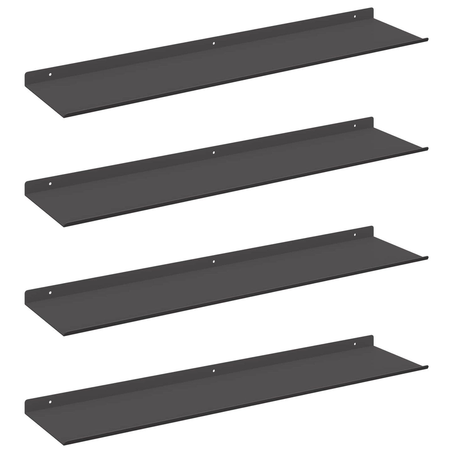 Schwebendes Regal 4 pcs Schwarz 80 x 18 x 2,5 cm Stahl