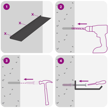 Schwebendes Regal 4 pcs Schwarz 80 x 18 x 2,5 cm Stahl