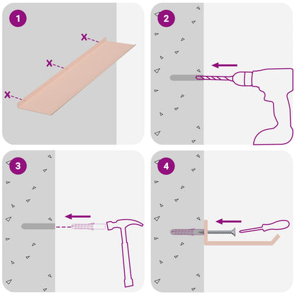 Schwebendes Regal 2 pcs Rosa 80 x 18 x 2,5 cm Stahl