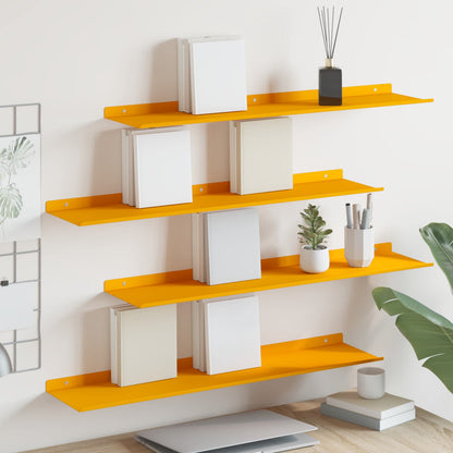 Schwebendes Regal 4 pcs Senfgelb 80 x 18 x 2,5 cm Stahl