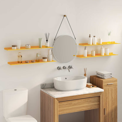 Schwebendes Regal 4 pcs Senfgelb 80 x 18 x 2,5 cm Stahl