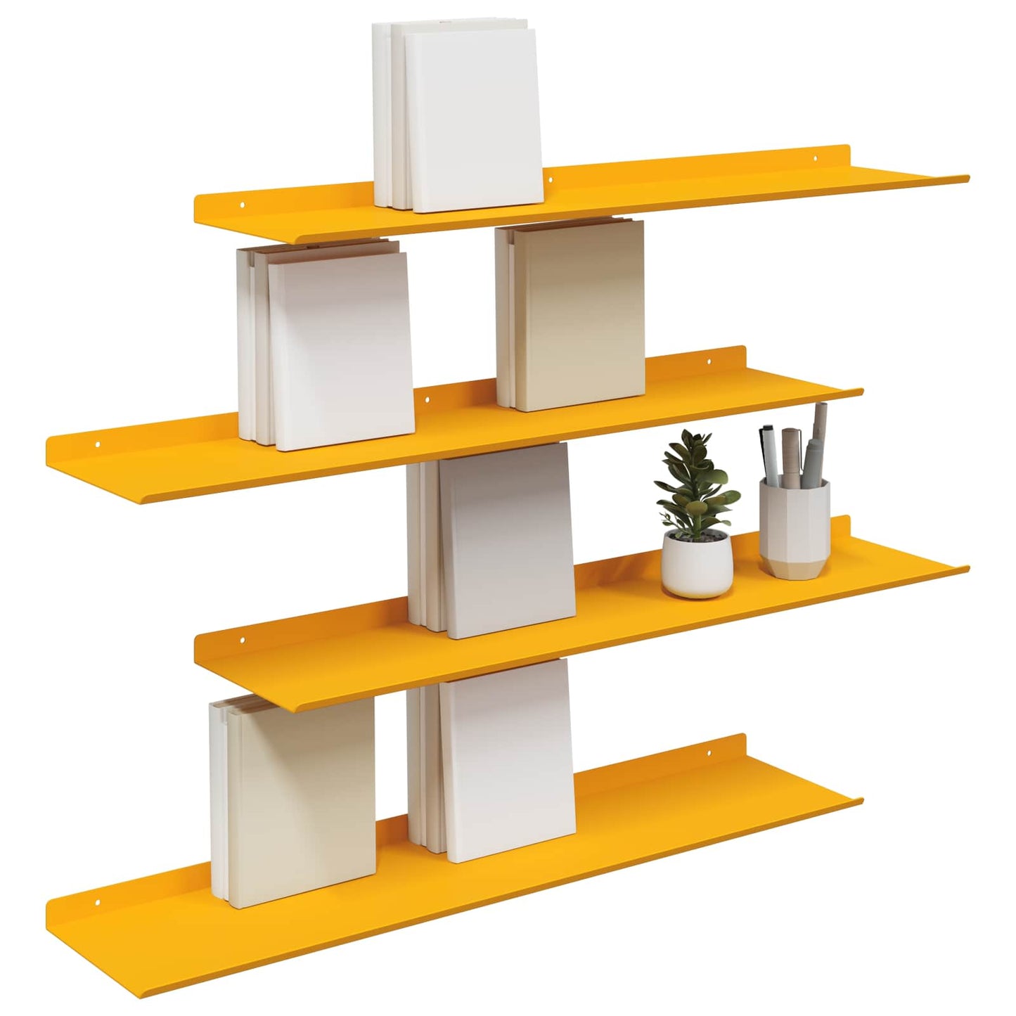 Schwebendes Regal 4 pcs Senfgelb 80 x 18 x 2,5 cm Stahl