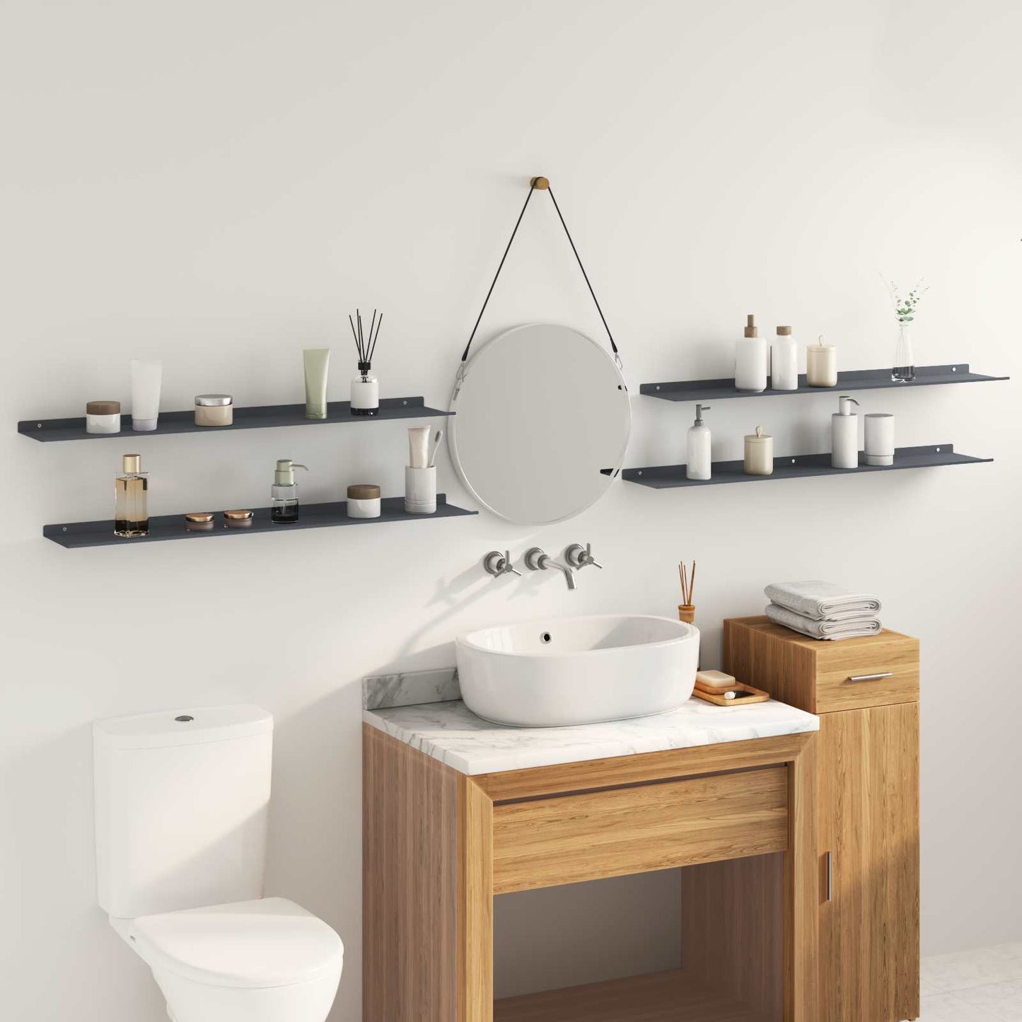 Schwebendes Regal 4 pcs Anthrazit 100 x 18 x 2,5 cm Stahl