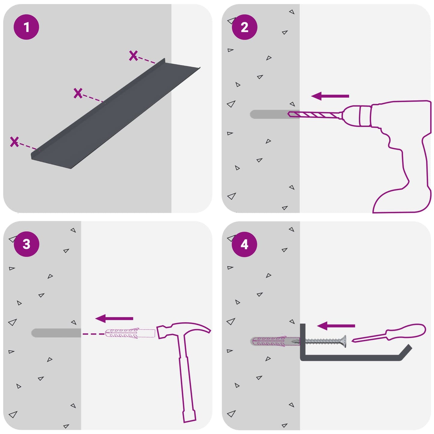 Schwebendes Regal 4 pcs Anthrazit 100 x 18 x 2,5 cm Stahl