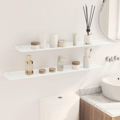 Schwebendes Regal 2 pcs Weiß 100 x 18 x 2,5 cm Stahl