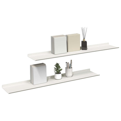 Schwebendes Regal 2 pcs Weiß 100 x 18 x 2,5 cm Stahl