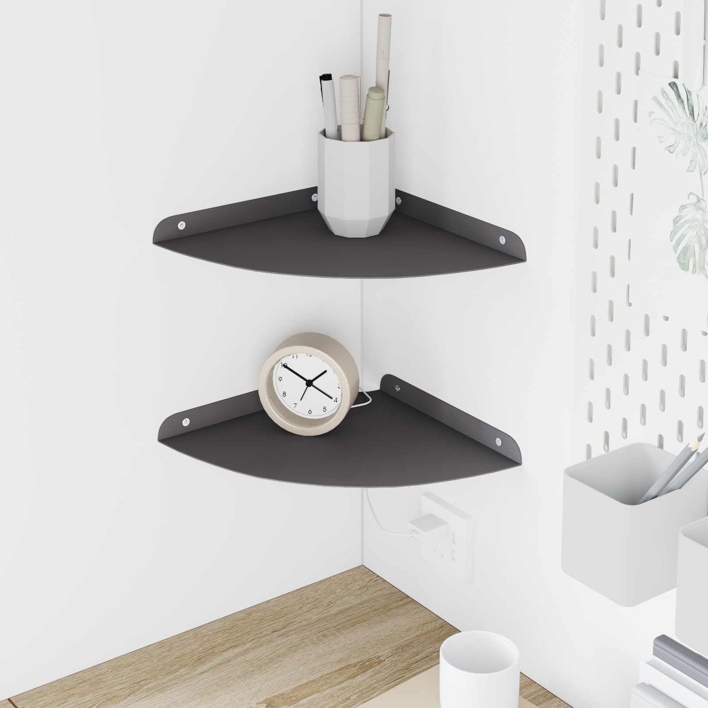 vidaXL Wandregal mit Regal mit Speicher 2 pcs Schwarz 24 x 24 x 2 cm