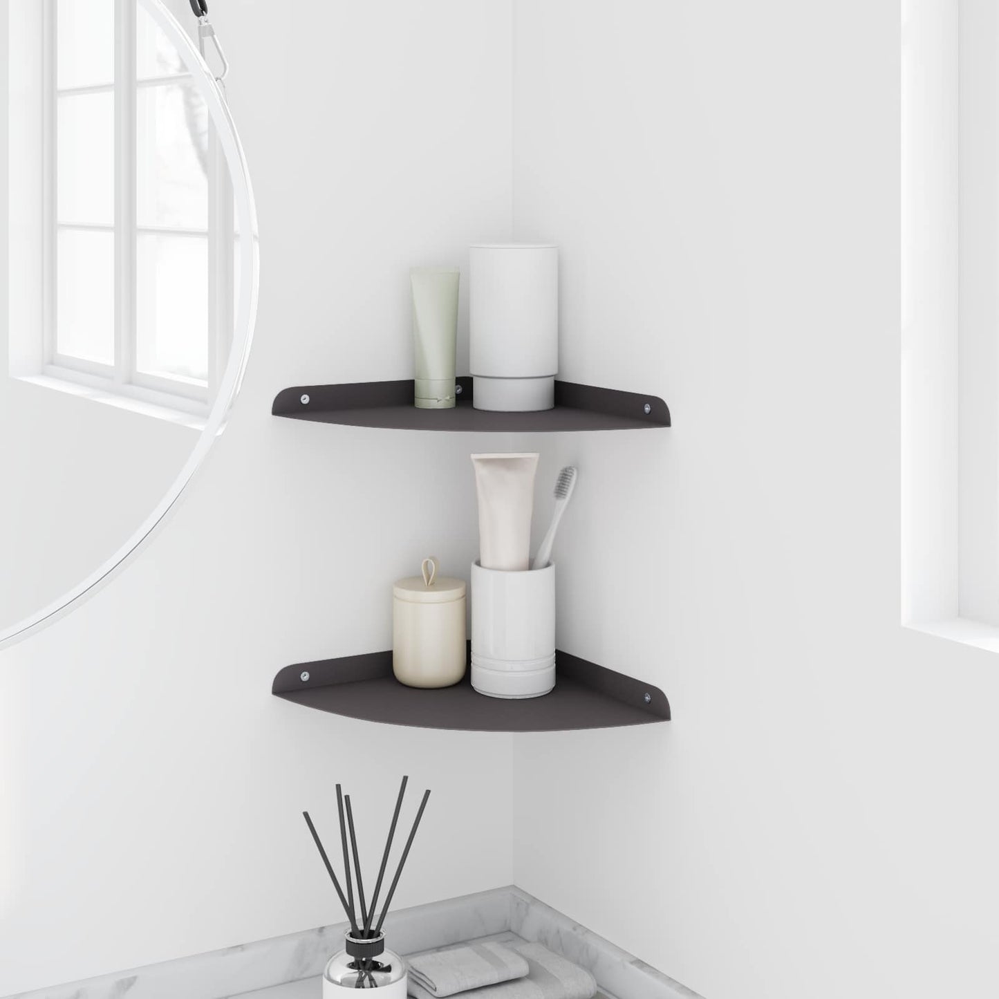 vidaXL Wandregal mit Regal mit Speicher 2 pcs Schwarz 24 x 24 x 2 cm