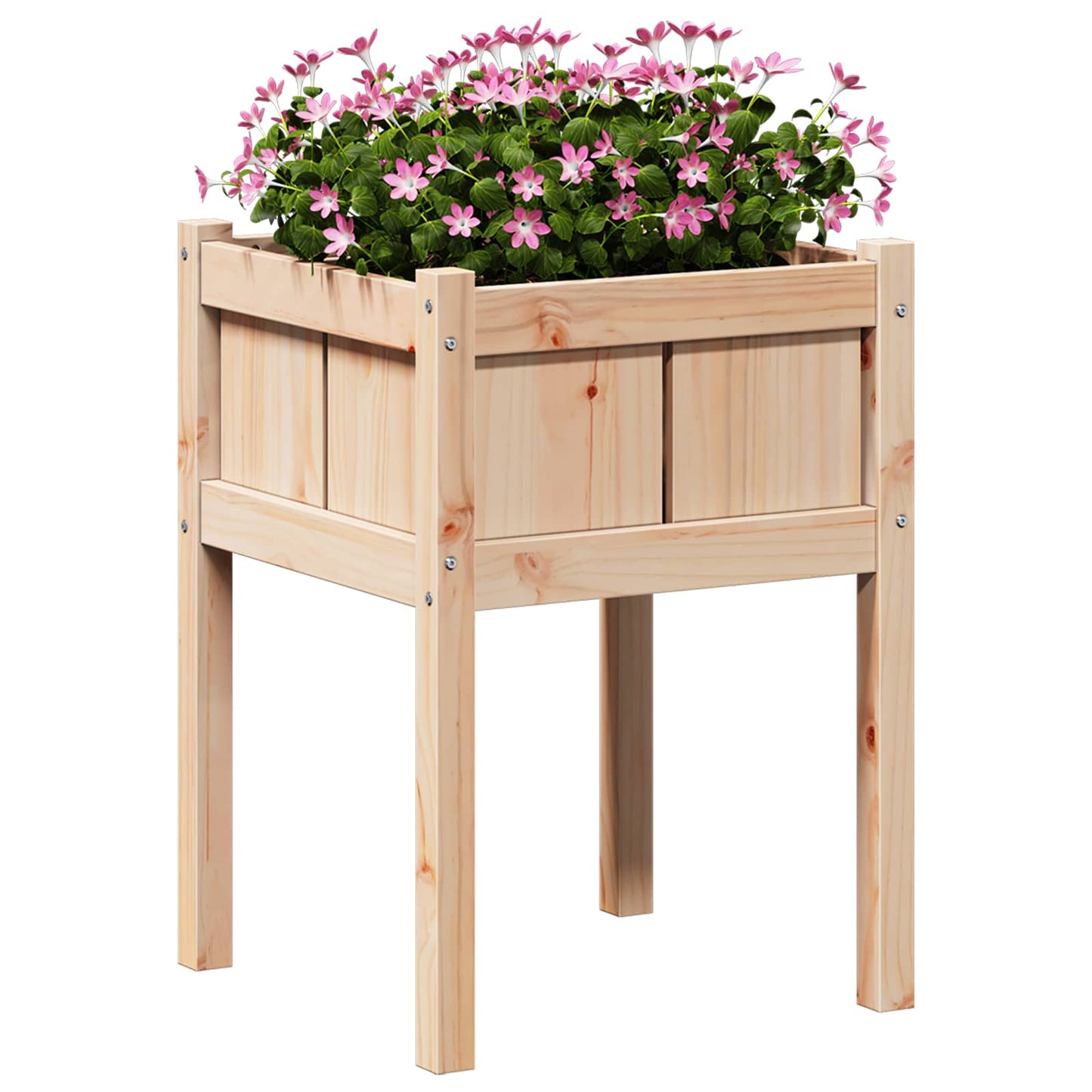 vidaXL Garten-Pflanzgefäß Natur 50 x 50 x 70 cm Massives Kiefernholz