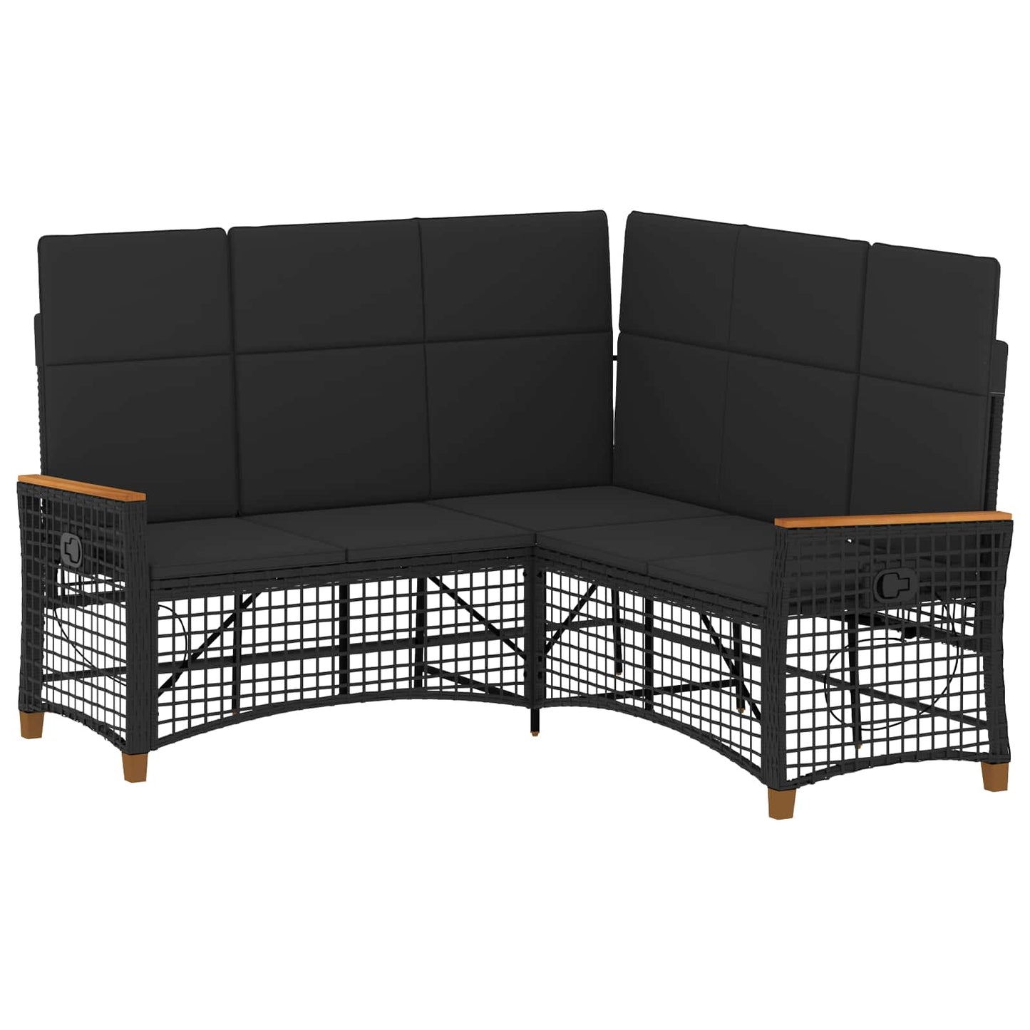 Garten Liegesofa Set Schwarz 164 x 164 x 112 cm Poly-Rattan