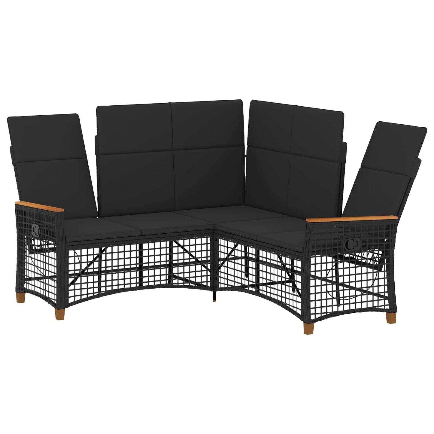 Garten Liegesofa Set Schwarz 164 x 164 x 112 cm Poly-Rattan