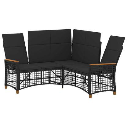 Garten Liegesofa Set Schwarz 164 x 164 x 112 cm Poly-Rattan