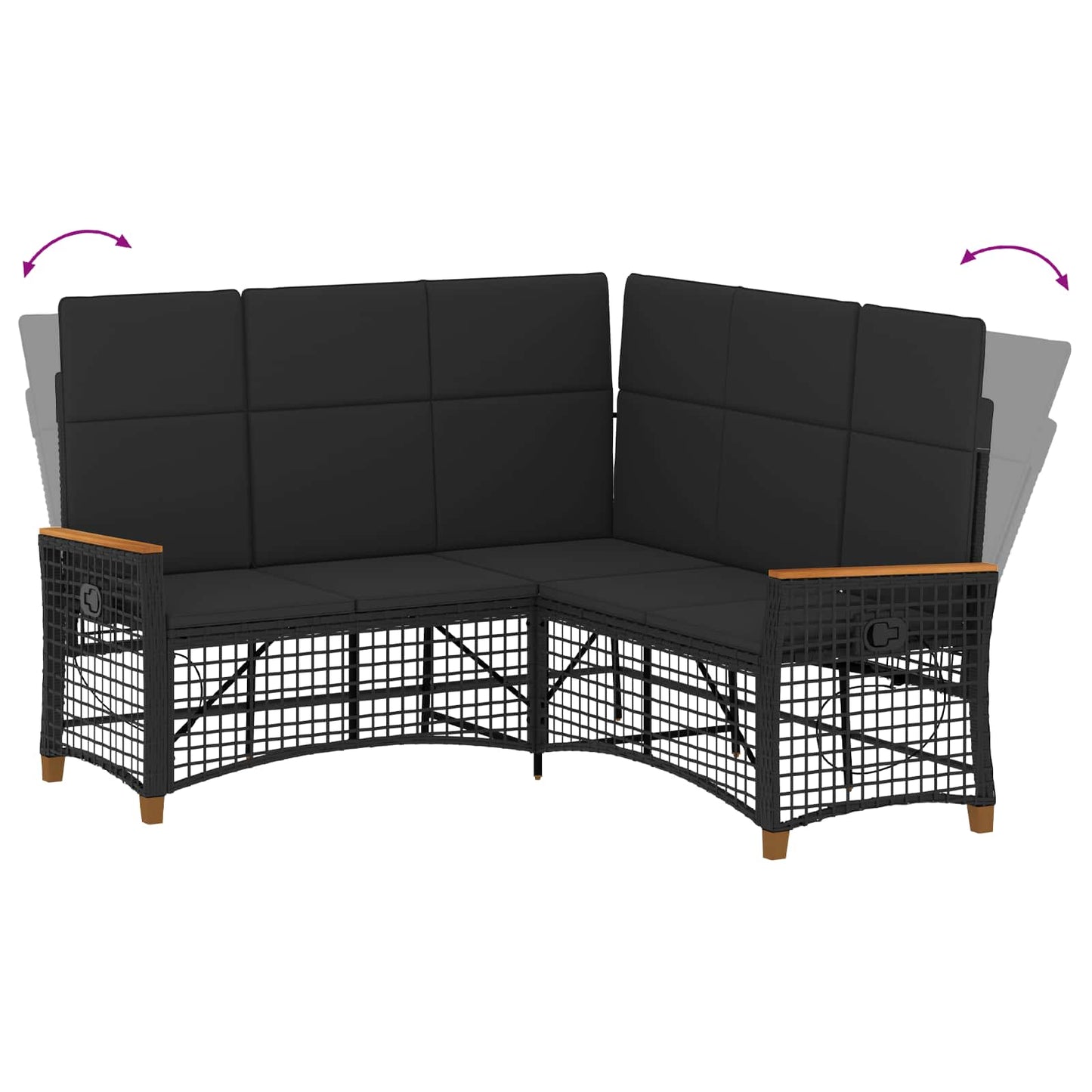 Garten Liegesofa Set Schwarz 164 x 164 x 112 cm Poly-Rattan