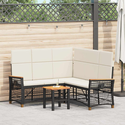 Garten Liegesofa Set Schwarz und Cremeweiß 164 x 164 x 112 cm
