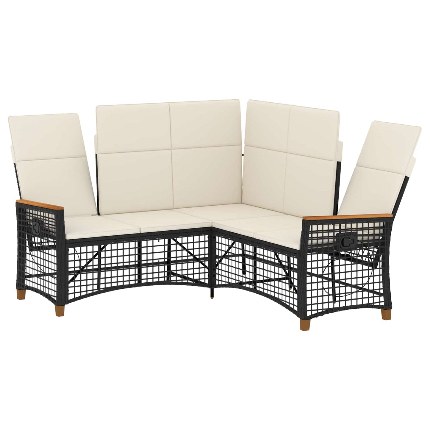 Garten Liegesofa Set Schwarz und Cremeweiß 164 x 164 x 112 cm