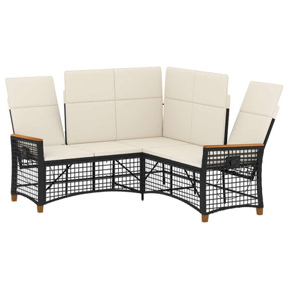 Garten Liegesofa Set Schwarz und Cremeweiß 164 x 164 x 112 cm