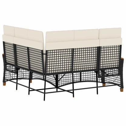 Garten Liegesofa Set Schwarz und Cremeweiß 164 x 164 x 112 cm