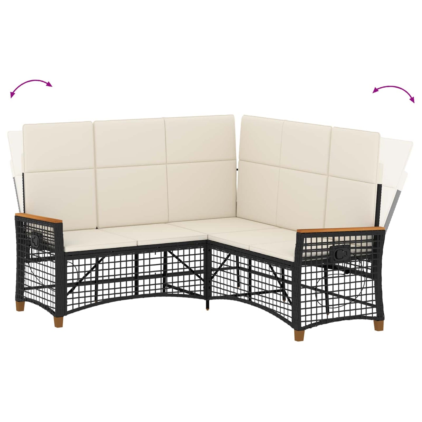 Garten Liegesofa Set Schwarz und Cremeweiß 164 x 164 x 112 cm