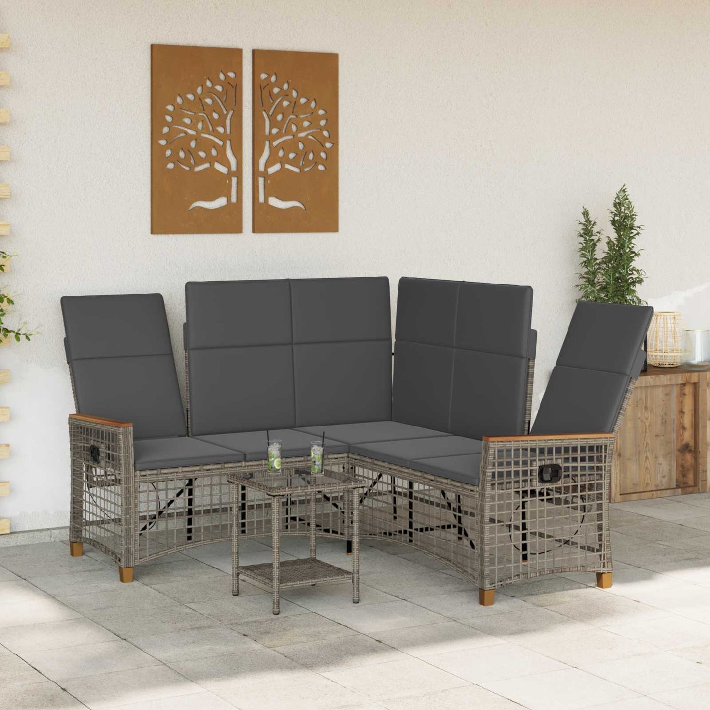 Garten Liegesofa Set Grau und Dunkelgrau 164 x 164 x 112 cm