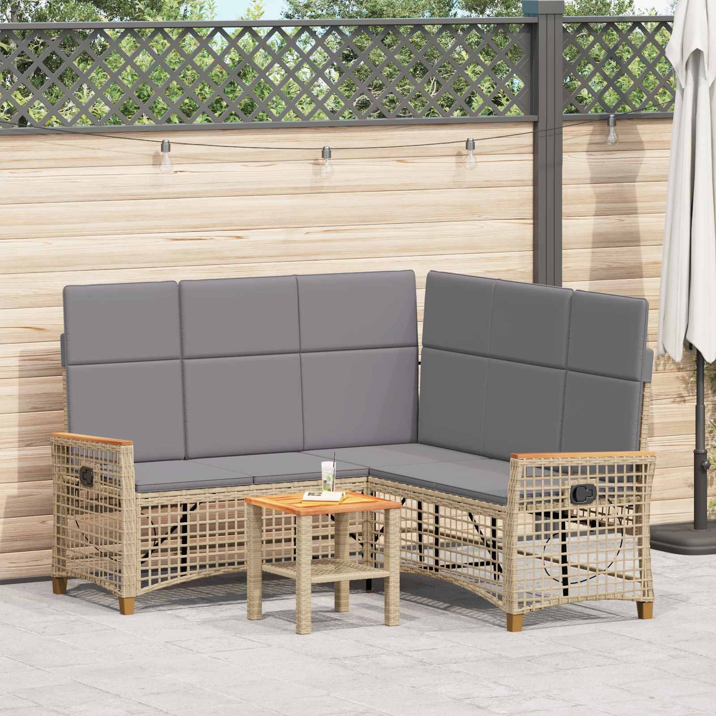Garten Liegesofa Set Beige und Hellgrau 164 x 164 x 112 cm
