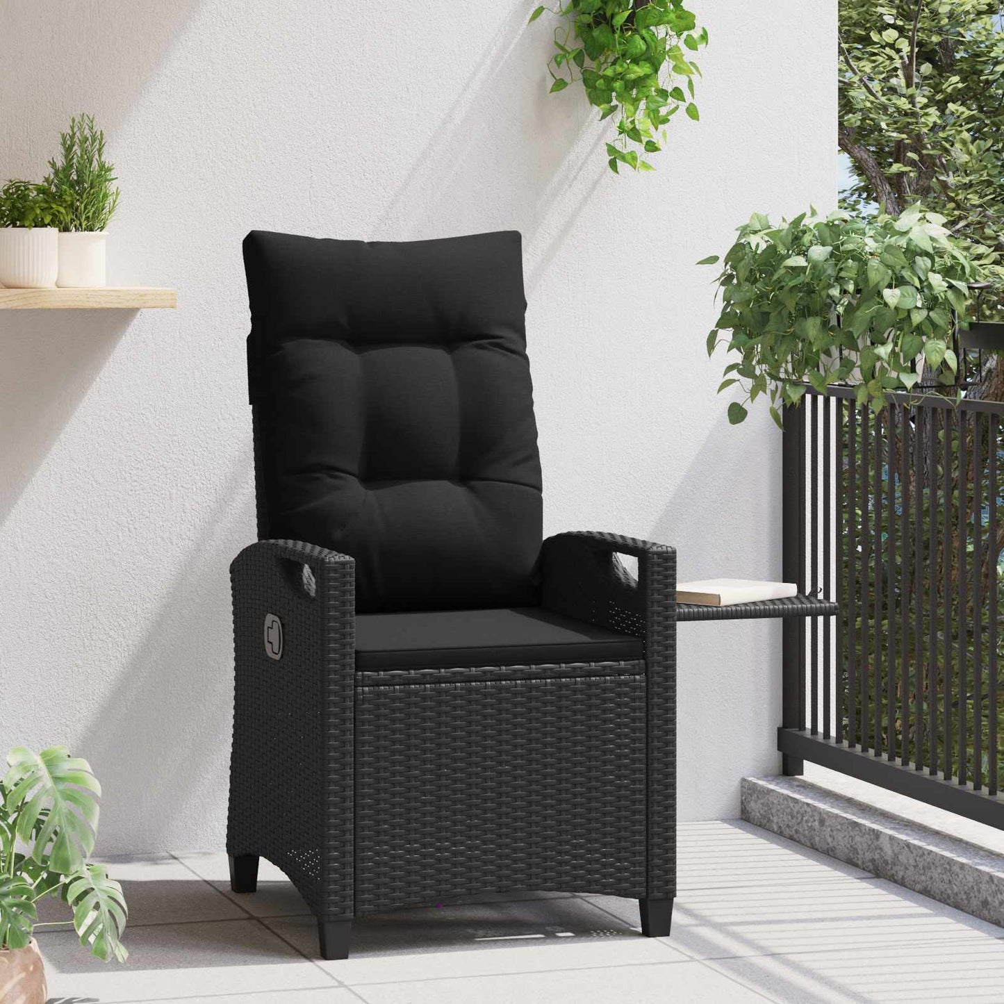 Verstellbarer Gartenstuhl Schwarz 56 x 60 x 112 cm Poly-Rattan