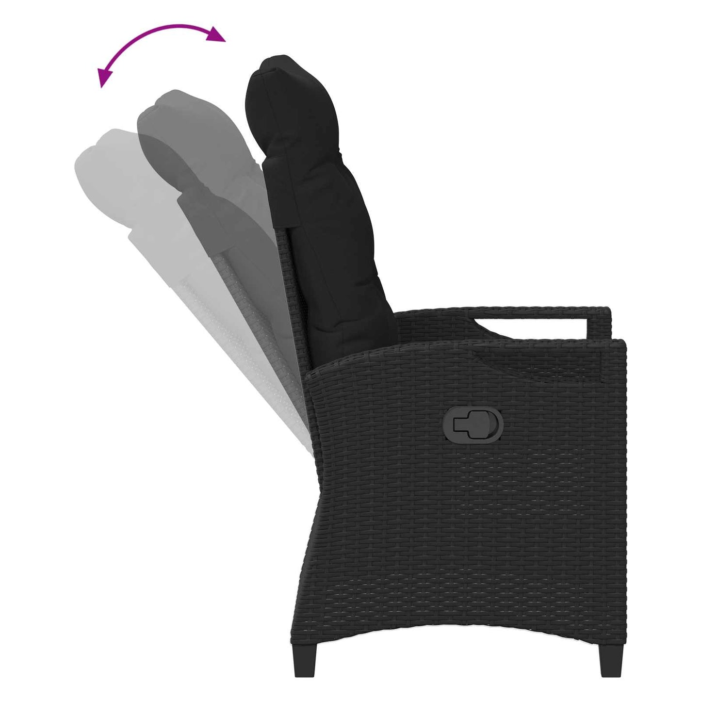 Verstellbarer Gartenstuhl Schwarz 56 x 60 x 112 cm Poly-Rattan