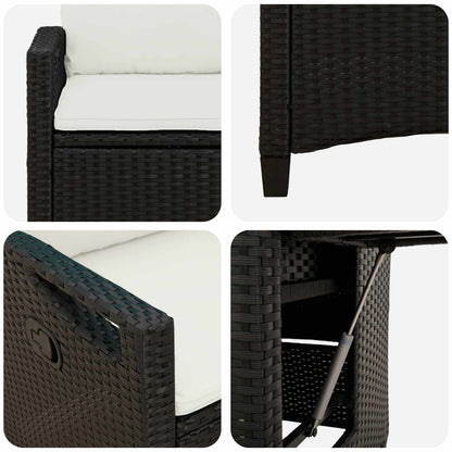 Verstellbarer Gartenstuhl Schwarz und Creme 56 x 60 x 112 cm