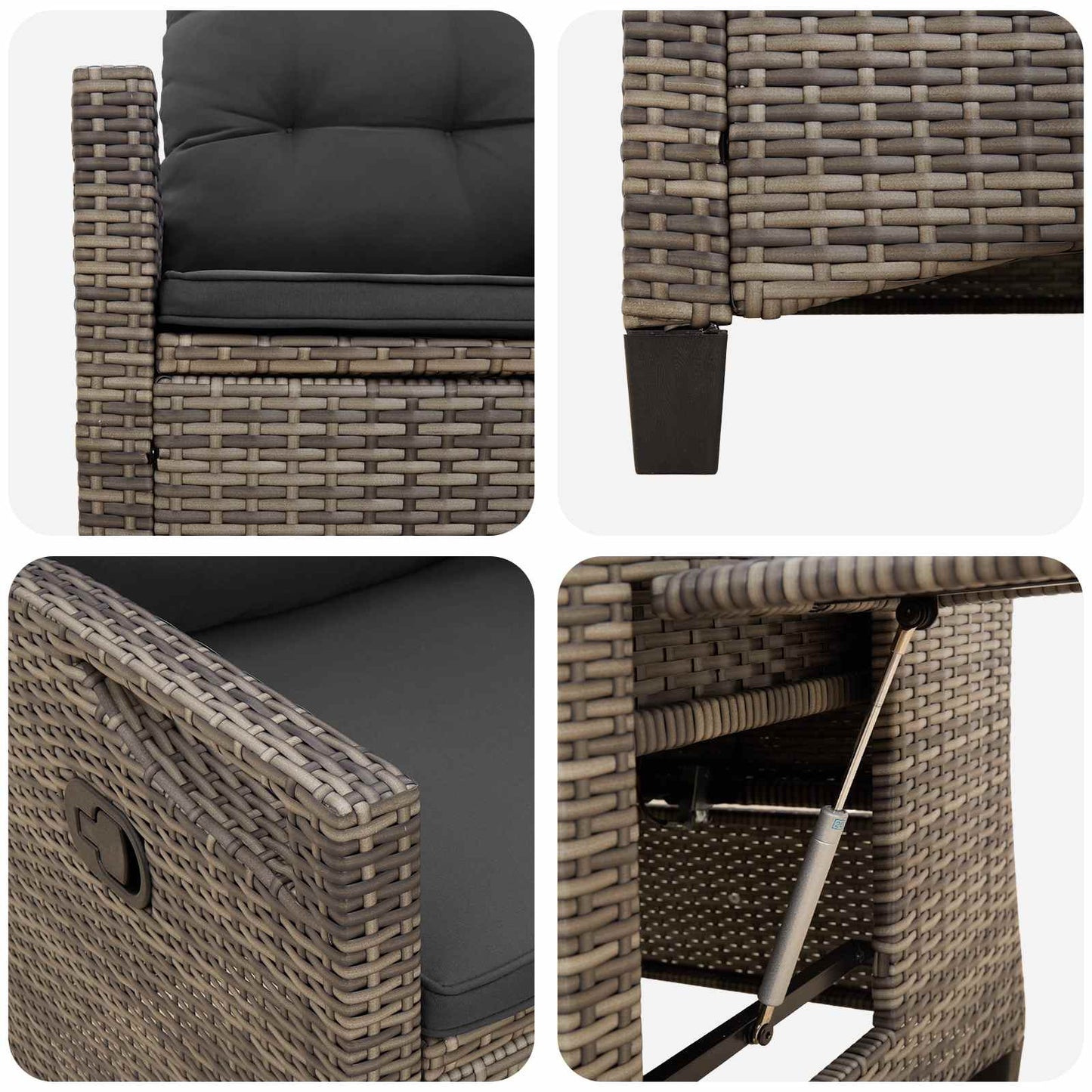 Verstellbarer Gartenstuhl Grau und Dunkelgrau 56 x 60 x 112 cm