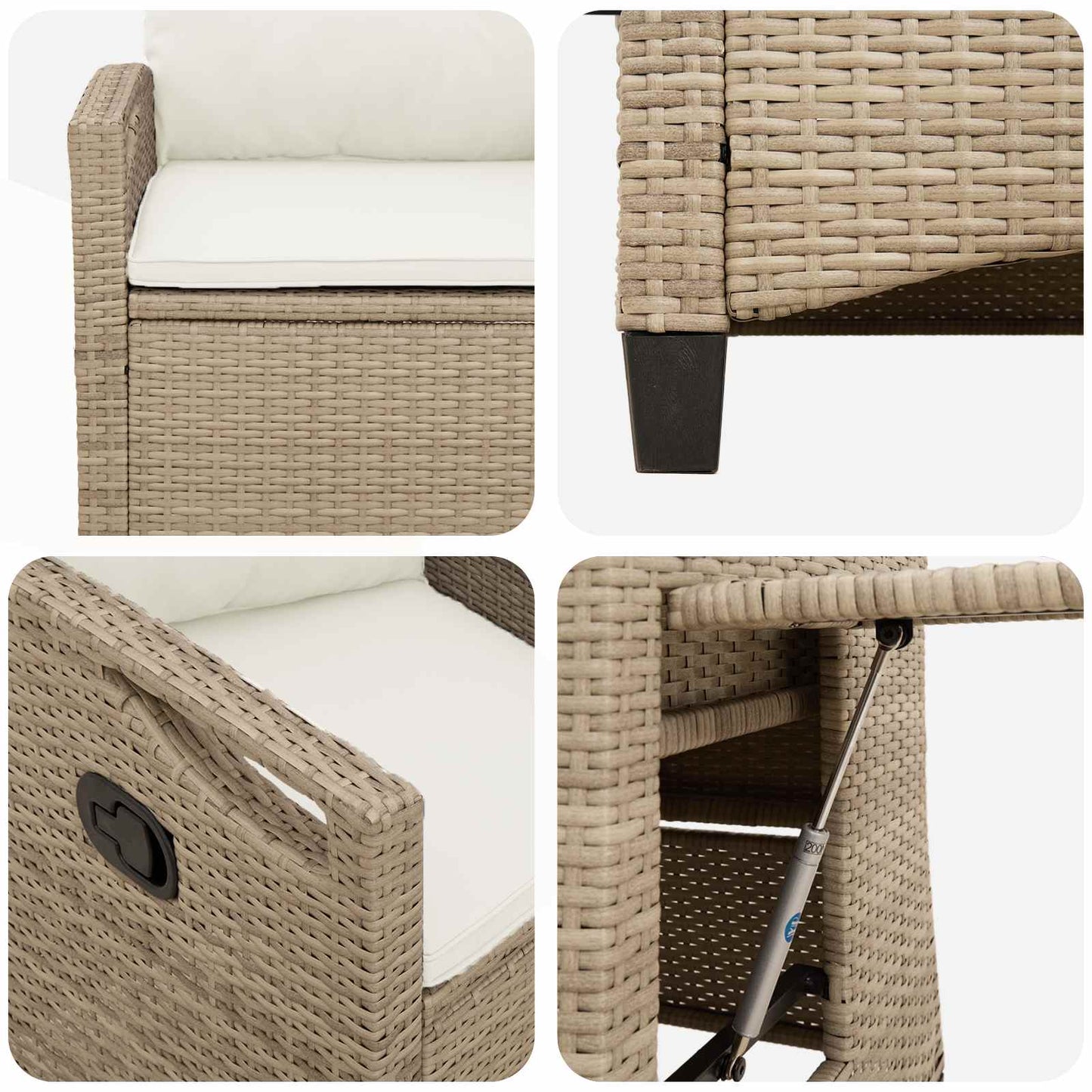 Verstellbarer Gartenstuhl Beige und Creme 56 x 60 x 112 cm