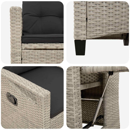 Verstellbarer Gartenstuhl Hellgrau und Dunkelgrau Poly-Rattan