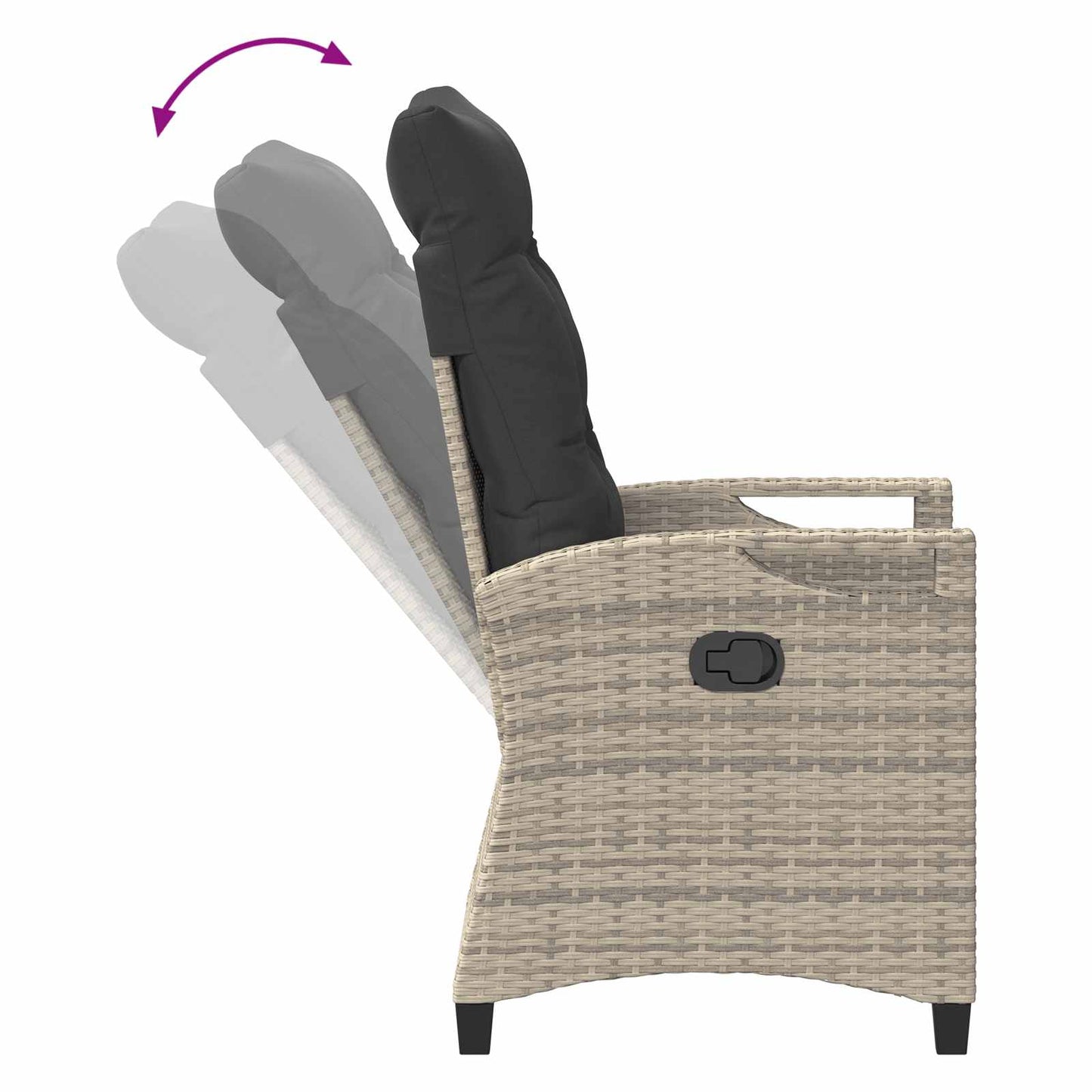 Verstellbarer Gartenstuhl Hellgrau und Dunkelgrau Poly-Rattan