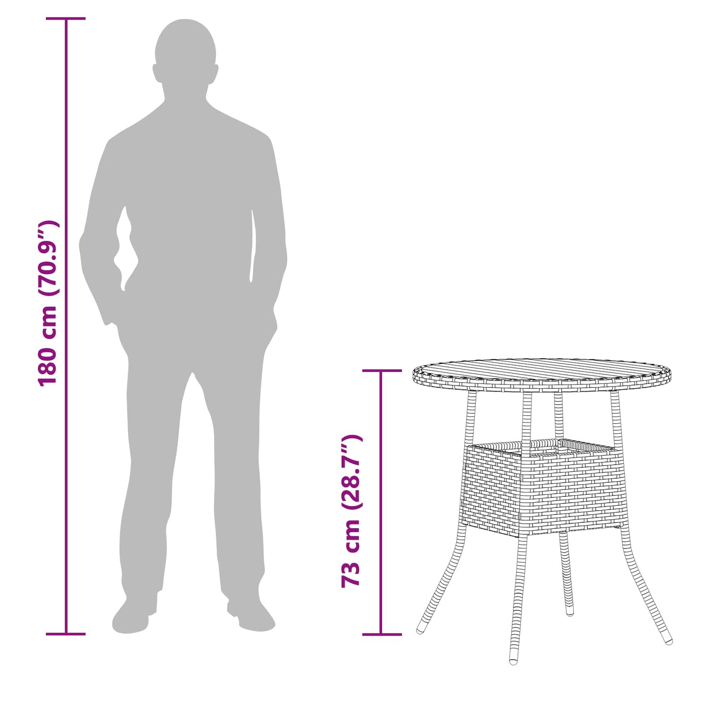 vidaXL Esstisch für das Dinner Grau und Akazie 70 x 70 x 73 cm