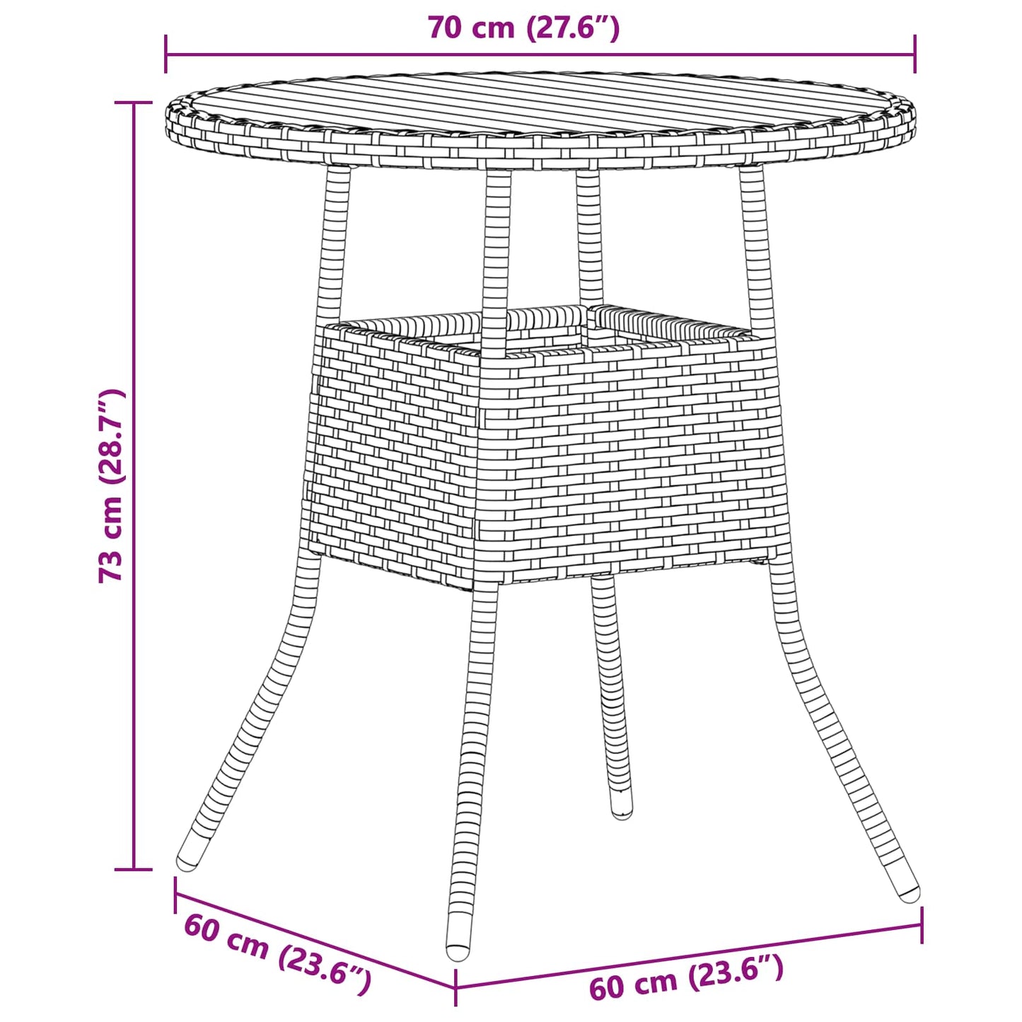 vidaXL Esstisch für das Dinner Grau und Akazie 70 x 70 x 73 cm