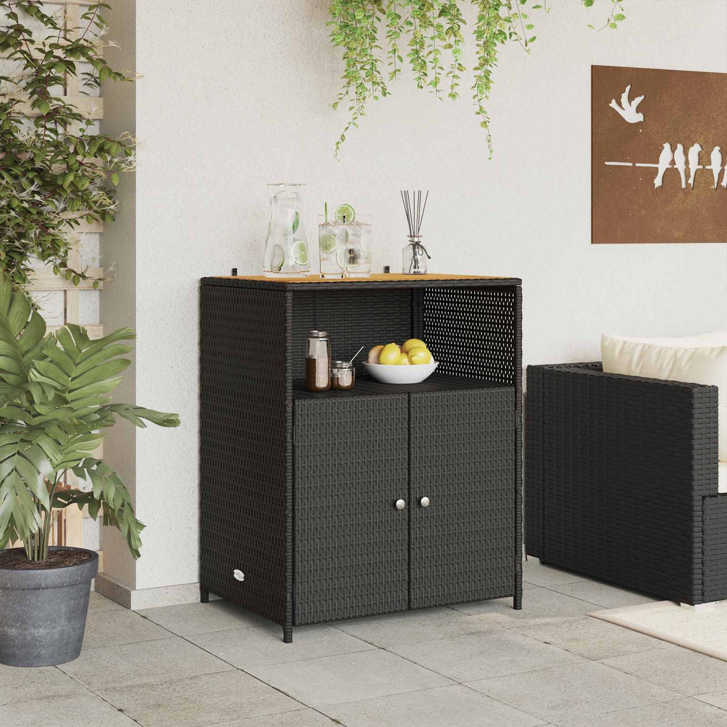 vidaXL Schrank Schwarz 70 x 50 x 87 cm Polyester und Roly Ratten