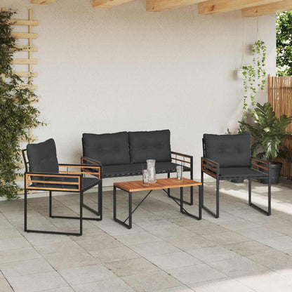 vidaXL Gartenmöbel Set mit Kissen 4 pcs Blassgrau