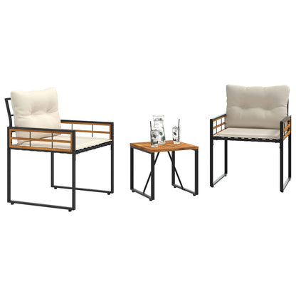vidaXL Gartenmöbel Set mit Kissen 3 pcs Creme