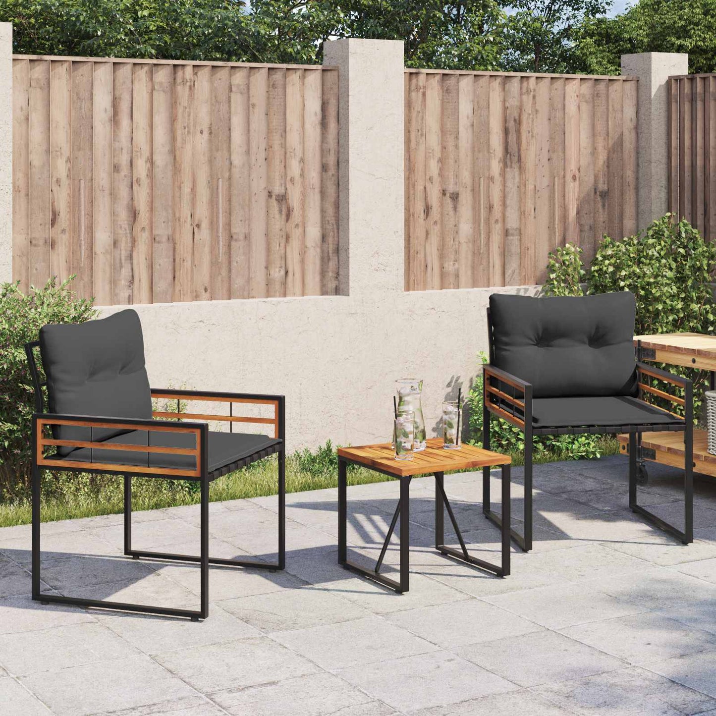 vidaXL Gartenmöbel Set mit Kissen 3 pcs Blassgrau