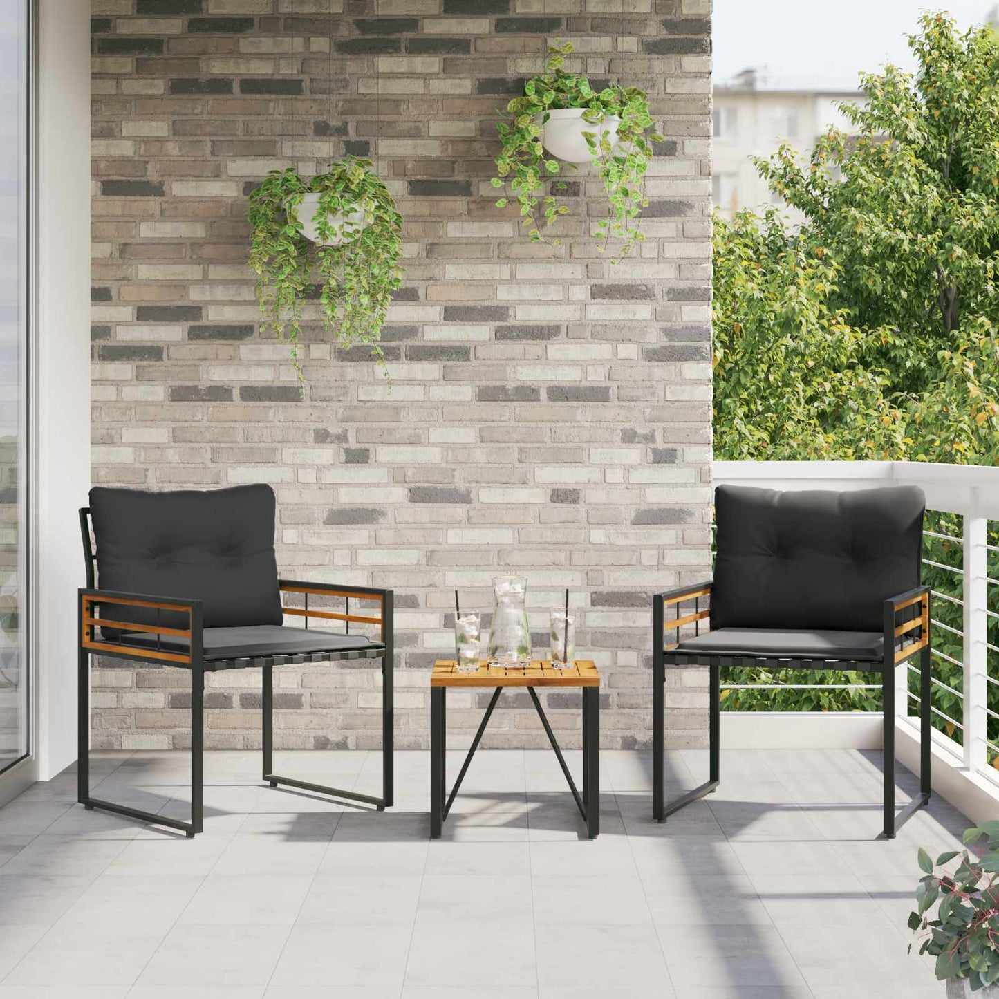 vidaXL Gartenmöbel Set mit Kissen 3 pcs Blassgrau
