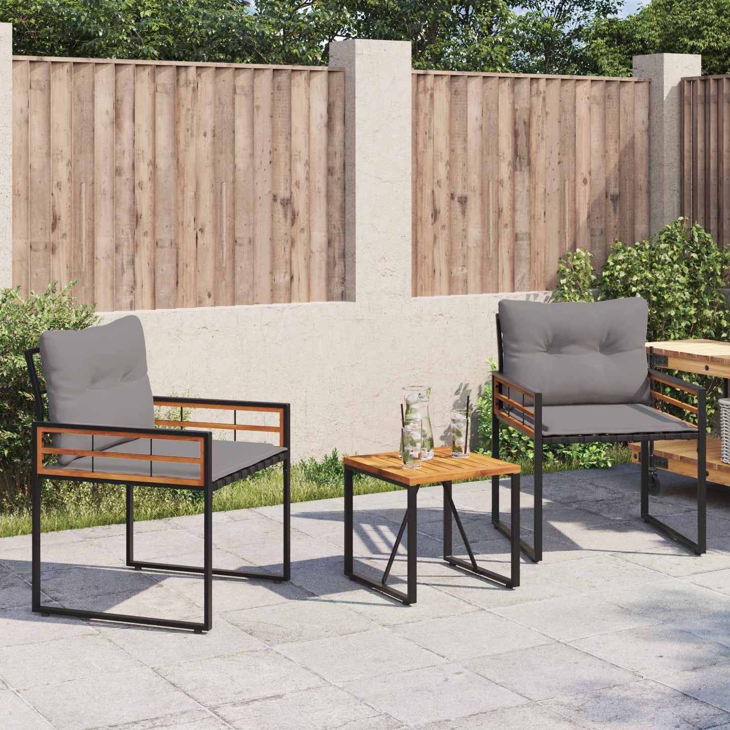 vidaXL Gartenmöbel Set mit Kissen 3 pcs Hellgrau