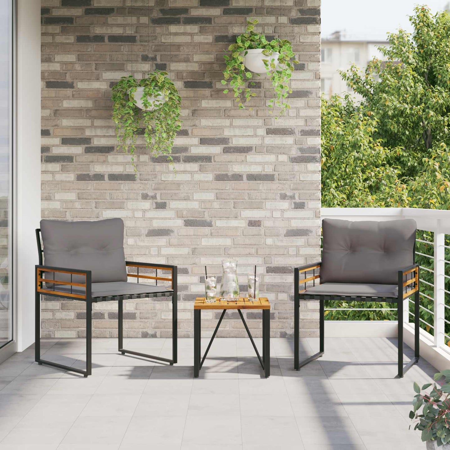 vidaXL Gartenmöbel Set mit Kissen 3 pcs Hellgrau