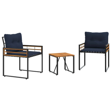vidaXL Gartenmöbel Set mit Kissen 3 pcs Marineblau