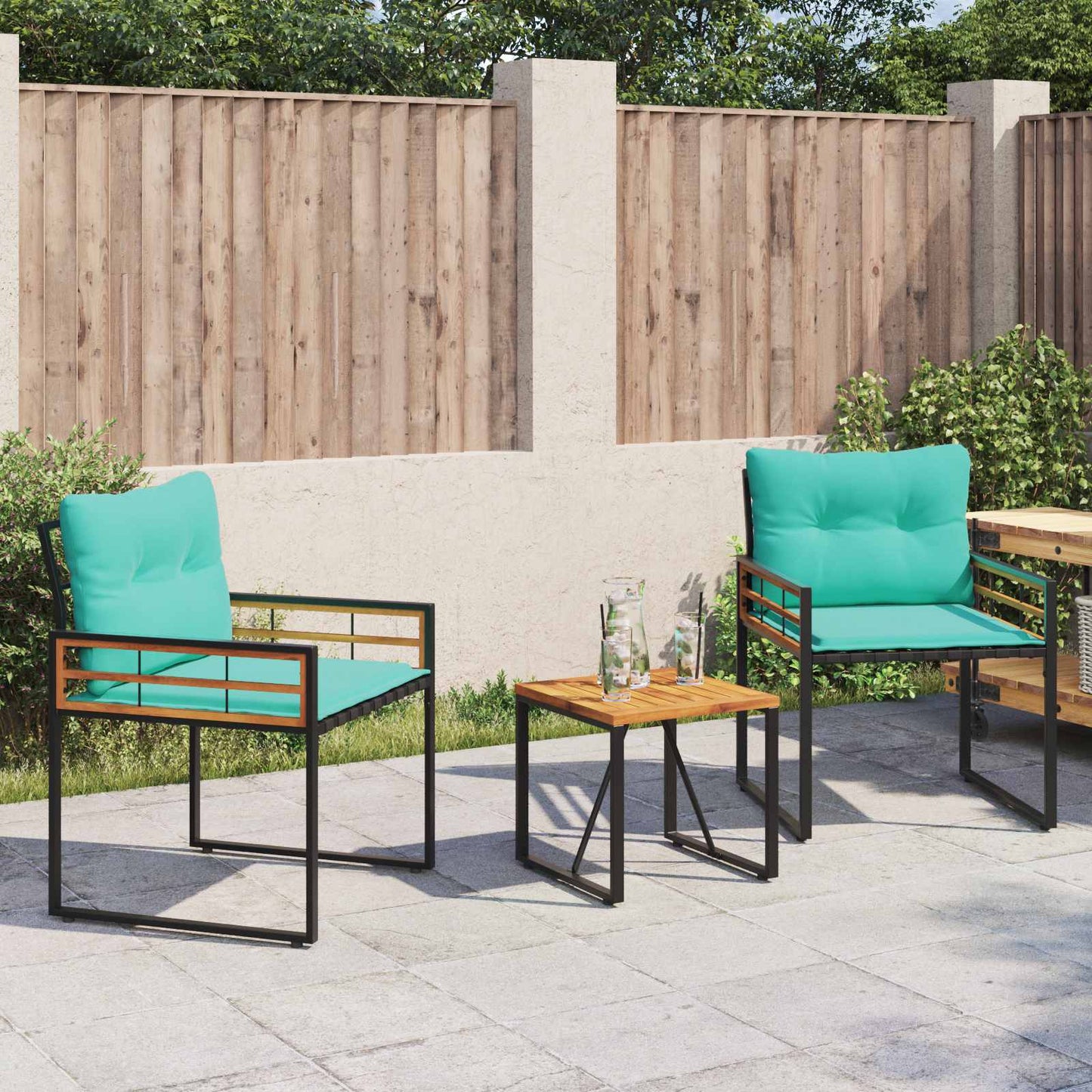 vidaXL Gartenmöbel Set mit Kissen 3 pcs Türkis