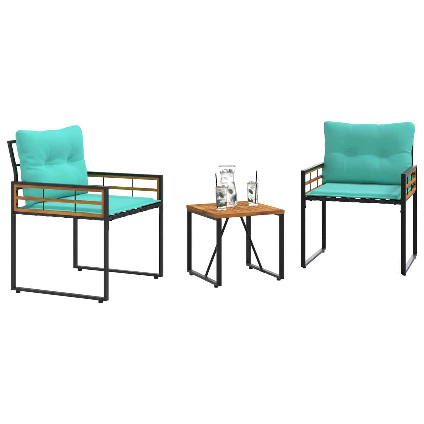 vidaXL Gartenmöbel Set mit Kissen 3 pcs Türkis