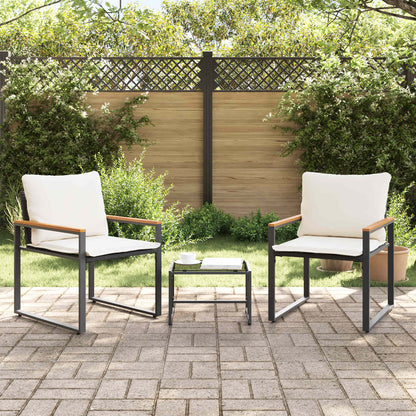 vidaXL Möbelsets mit Kissen 3 pcs Schwarz und Cremeweiß Rattan