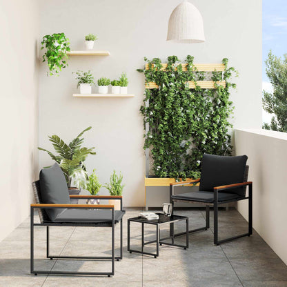 vidaXL Möbelsets mit Kissen 3 pcs Grau und Dunkelgrau Rattan