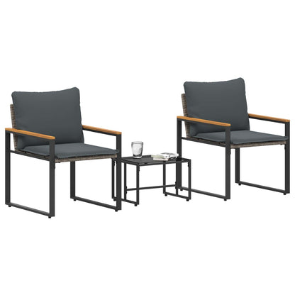 vidaXL Möbelsets mit Kissen 3 pcs Grau und Dunkelgrau Rattan
