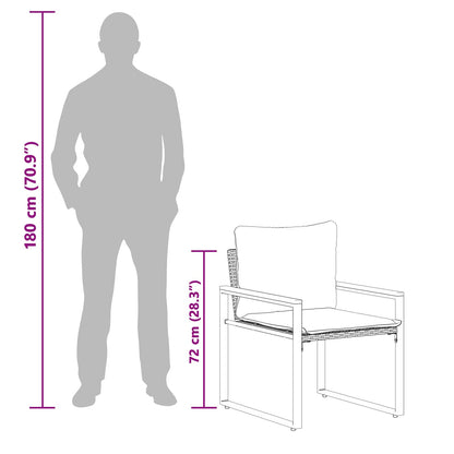 vidaXL Möbelsets mit Kissen 3 pcs Grau und Dunkelgrau Rattan