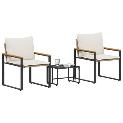 Möbelsets mit Kissen 3 pcs Beige und Cremeweiß Rattan