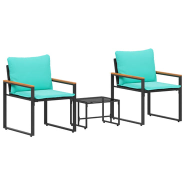 vidaXL Möbelsets mit Kissen 3 pcs Schwarz und Türkis Rattan